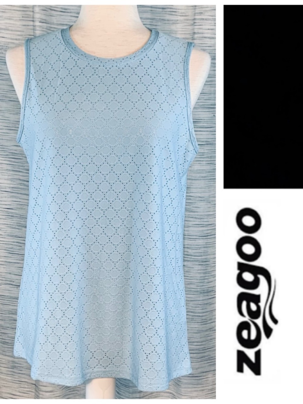 Zeagoo Women's Baby Blue Sleeveless Top